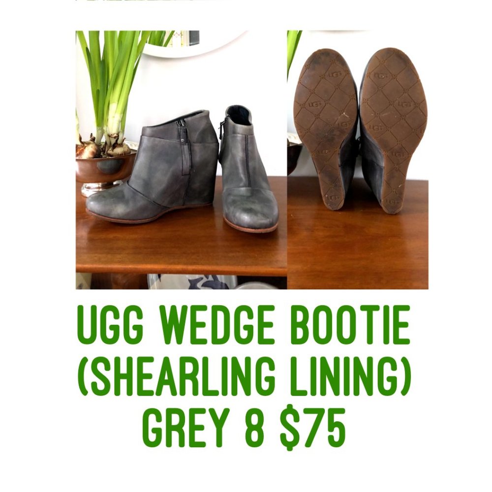 Ugg Carmine Bootie, Grey Leather/Shearling, Size 8